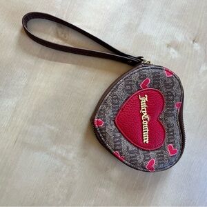 Juicy Couture Brown and Pink Heart-Shaped Wristlet